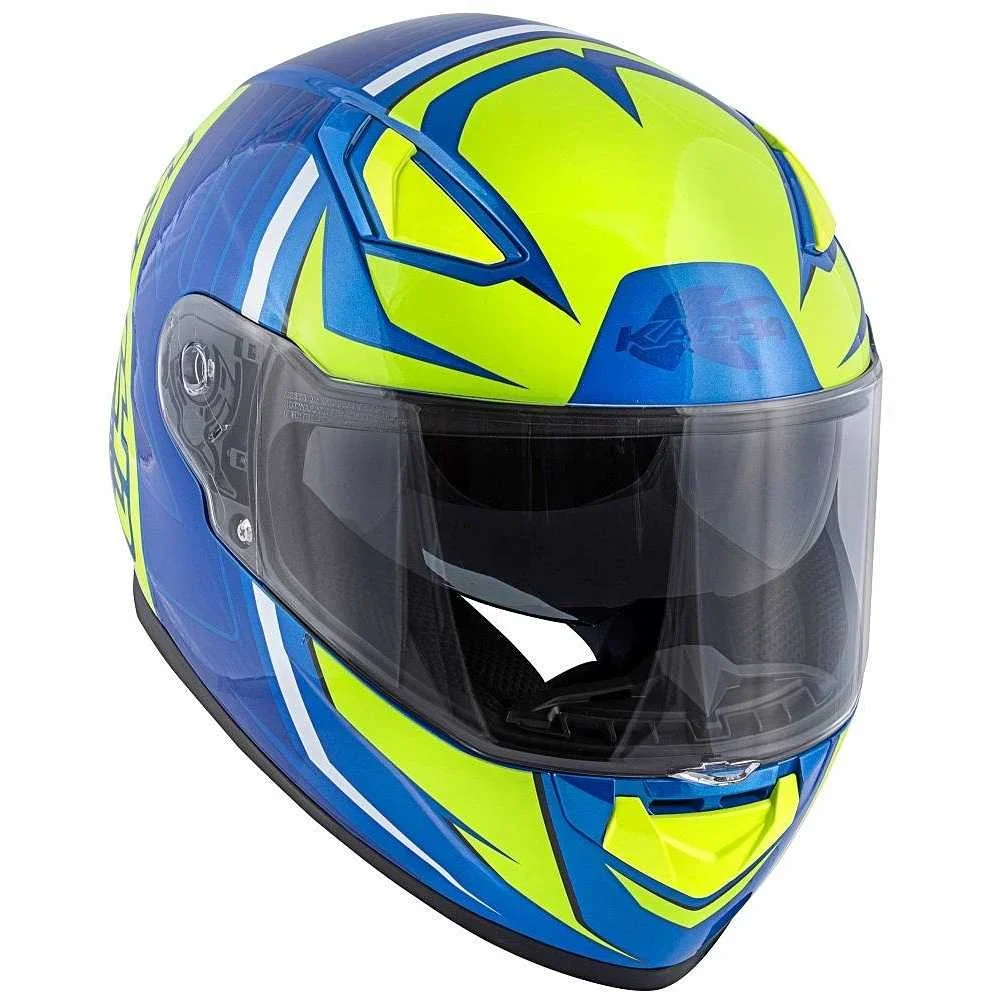 KAPPA KV41 Dallas Scraps Motocicleta Cara Completa Casco Azul Amarillo - Image 3