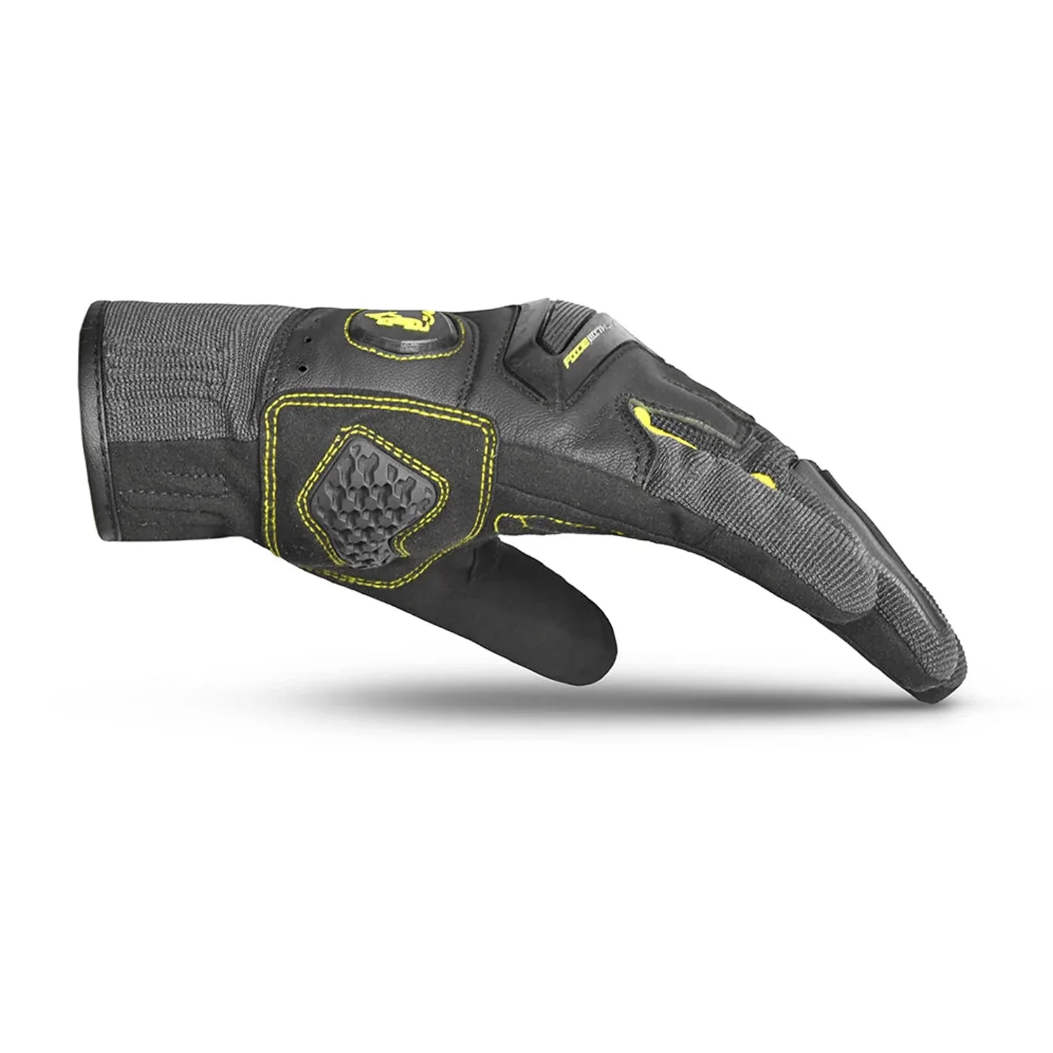 BELA Star Guante De Moto Textil Gris Negro Amarillo - Image 5