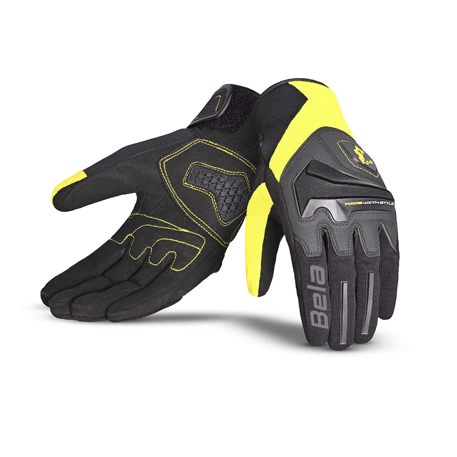 BELA Star Guante De Moto Textil Amarillo Negro