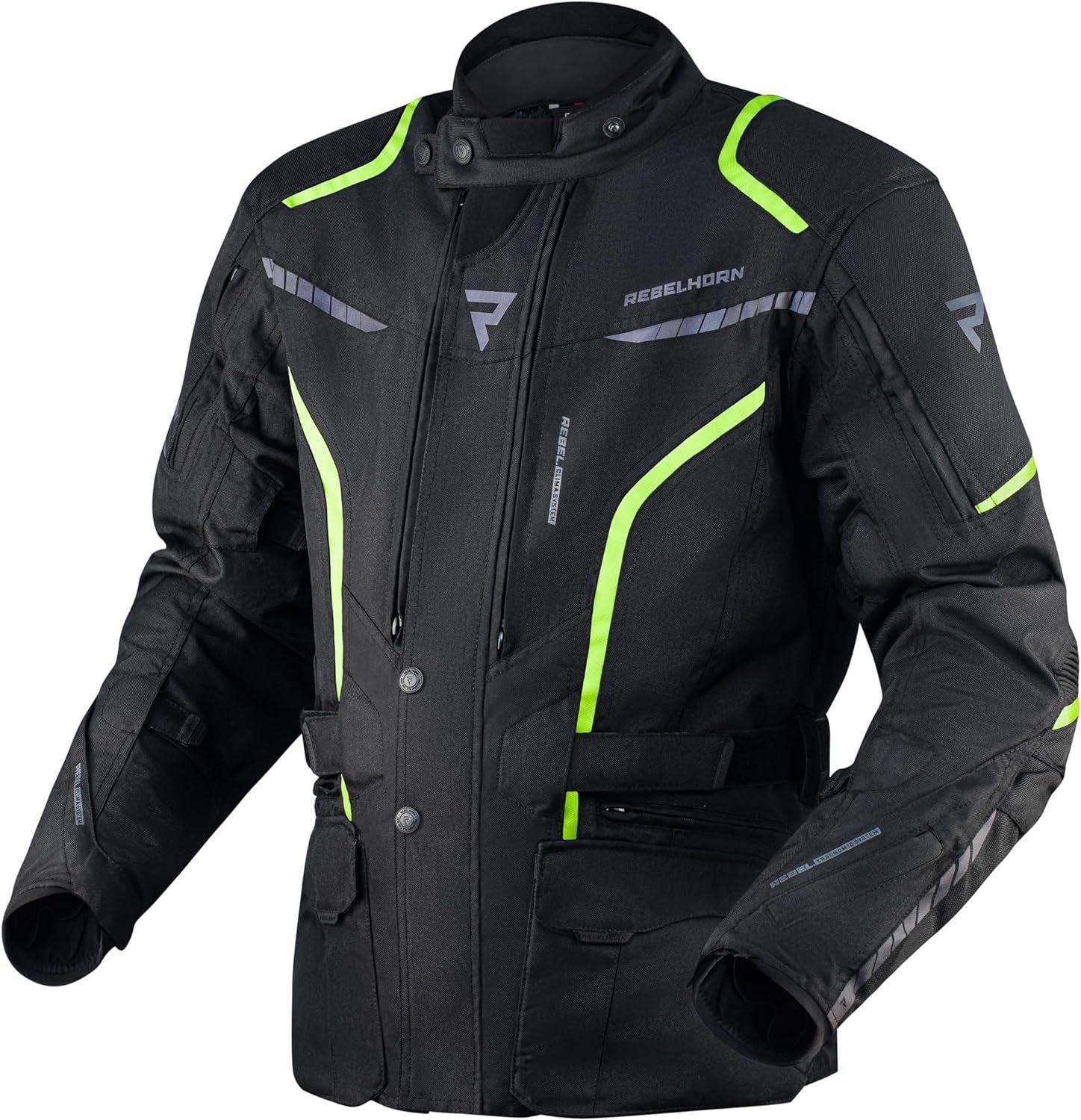 REBEL HORN - TEXTILE JACKET HIKER III BLACK/FLO YELLOW - Image 2