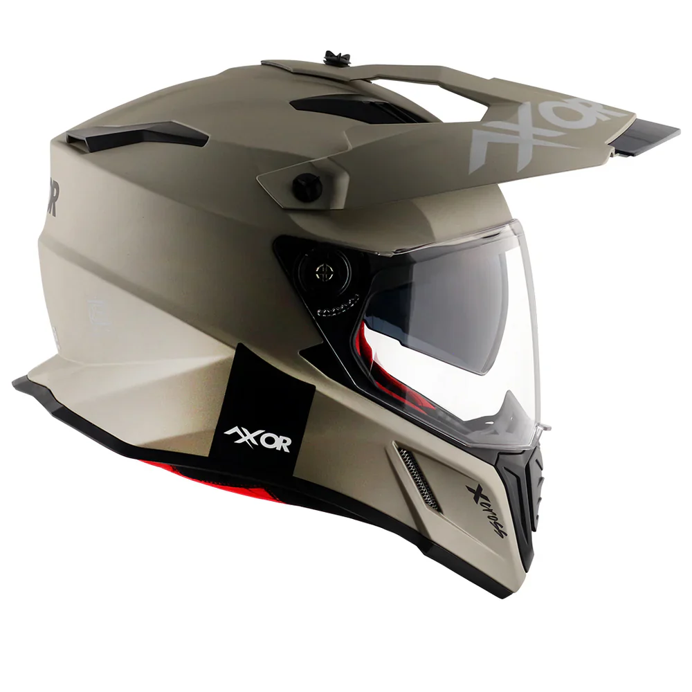 AXOR X-CROSS CASCO DOBLE VISERA DEPORTIVO DUAL MOTOCICLETA ARENA MATE - Image 2