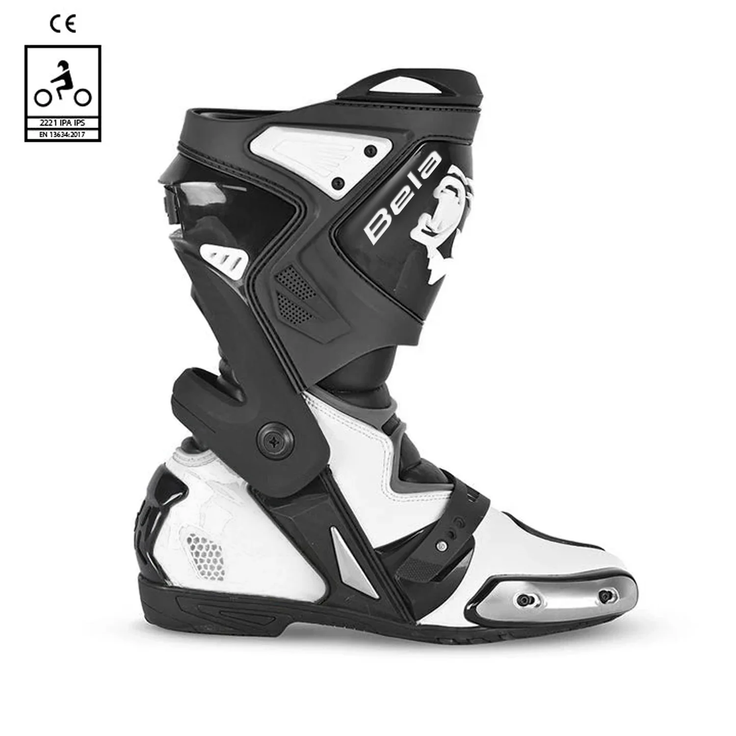 BELA RACE PRO (R-6) BOTAS DE MOTO PIEL NEGRO BLANCO - Image 2