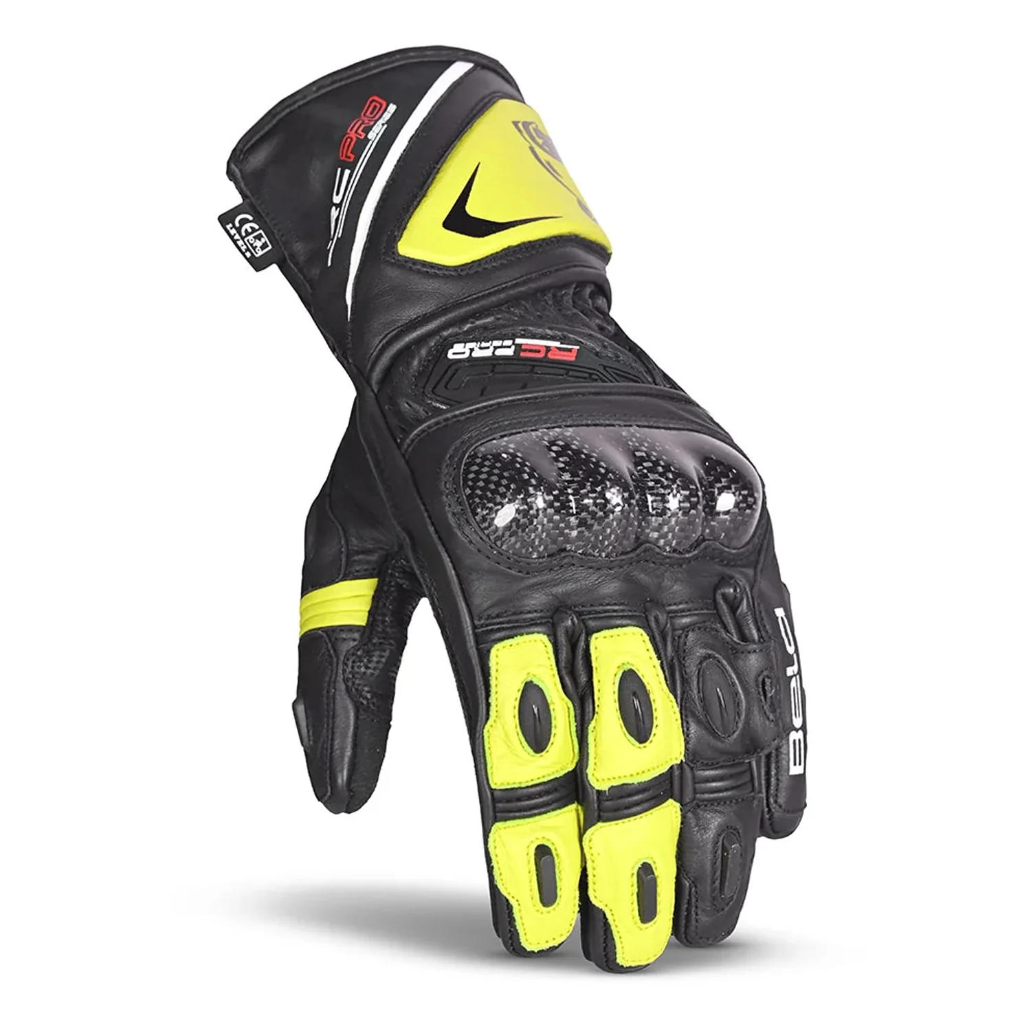 BELA ROCKET GUANTES LARGOS HOMBRE PIEL NEGRO AMARILLO FLOUR - Image 2