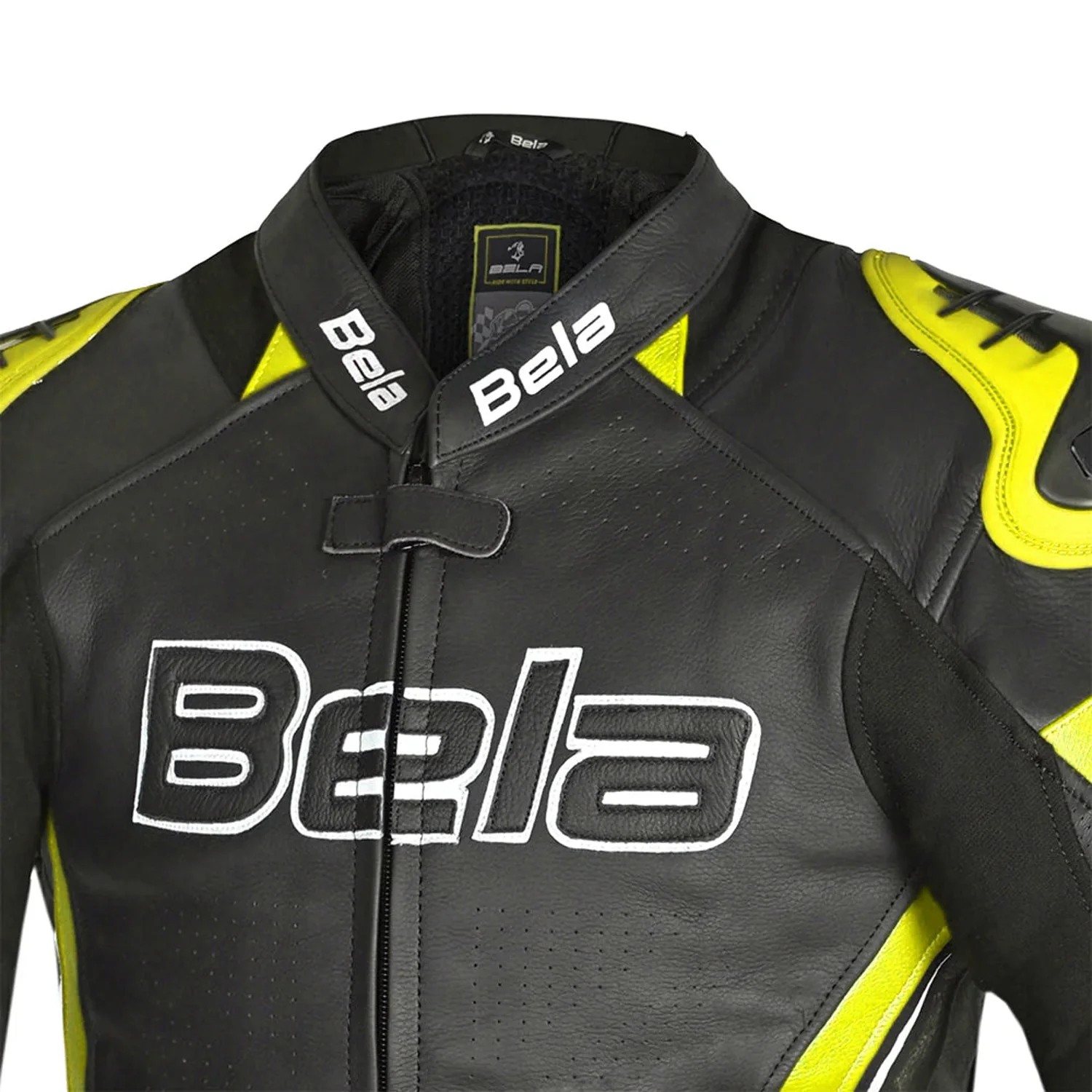 BELA ROCKET CHAQUETA MOTO PIEL HOMBRE NEGRO AMARILLO FLOUR - Image 6