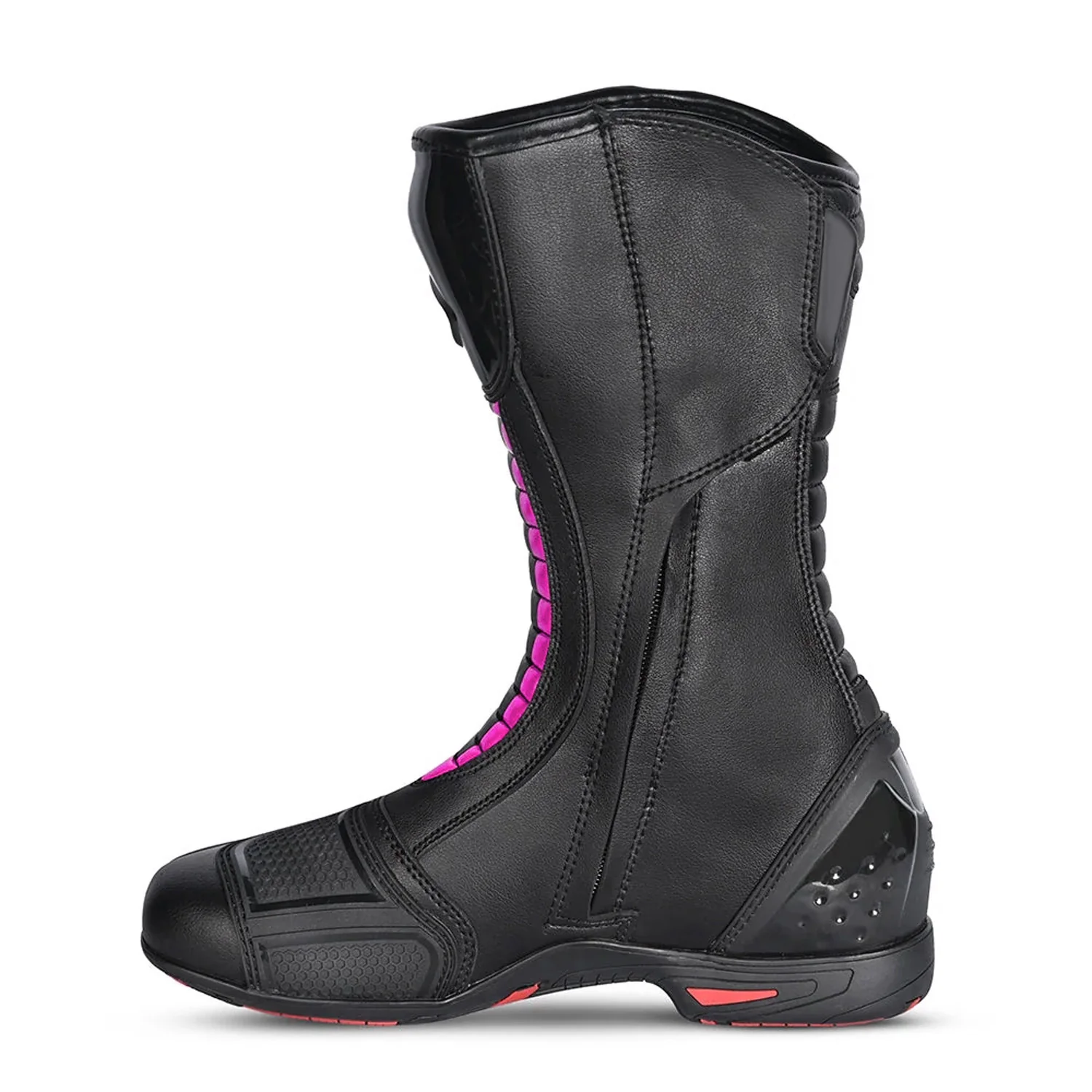 BELA STRIP BOTAS DE MOTO DE TOURING DE MUJER PIEL NEGRO ROSA FLOUR - Image 3