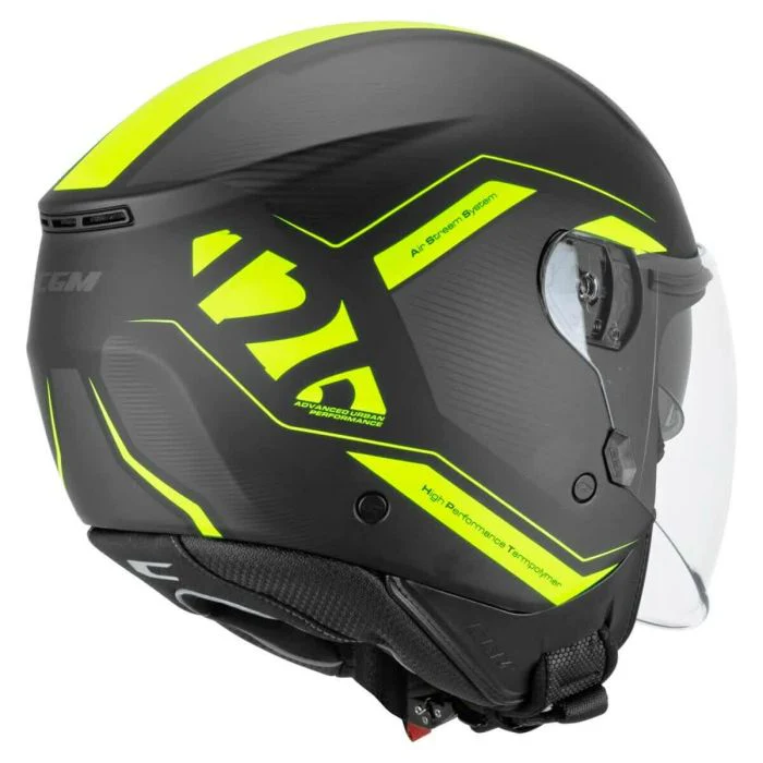CGM 126G IPER CITY Casco Jet De Moto Negro Amarillo Flouro - Image 3