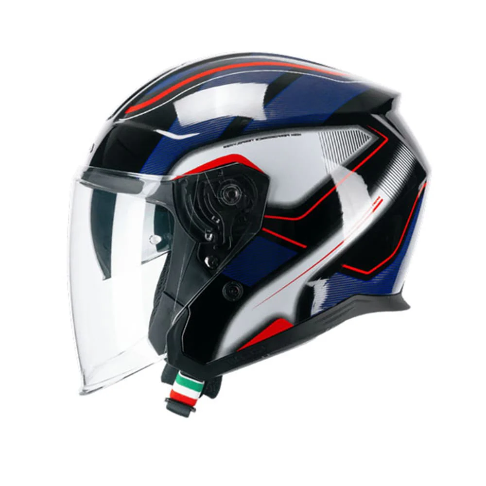 CGM 136G RNA SPORT Moto Casco Jet Negro Rojo Azul - Image 2