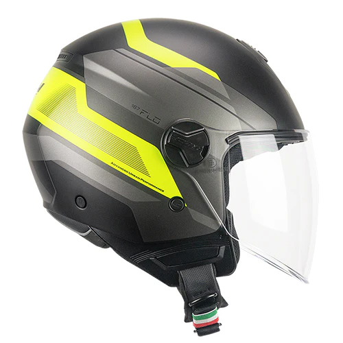 CGM 167K FLO CITY Cara Abierta Jet Casco Negro Amarillo Fluo Mate Largo - Image 2