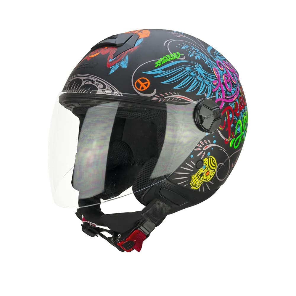 CGM 167S FLO JOY Moto Jet Casco Negro Azul Verde Mate Largo - Image 2