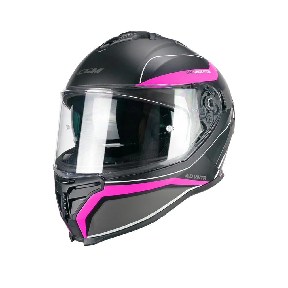 CGM 363 SHOT Integral Moto Casco Negro Fucsia Fluo Mate - Image 2