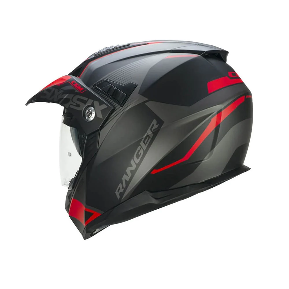 CGM 666G Twin Ranger Casco De Moto Aventura Negro Mate Rojo - Image 3