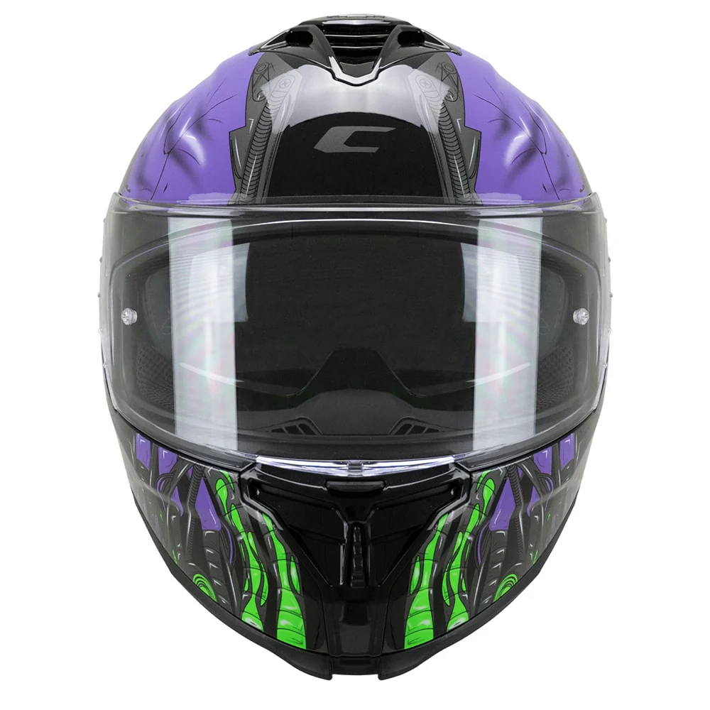 CGM SHOT VILLAIN 363R CASCO DE MOTO NEGRO PURPURA VERDE - Image 3