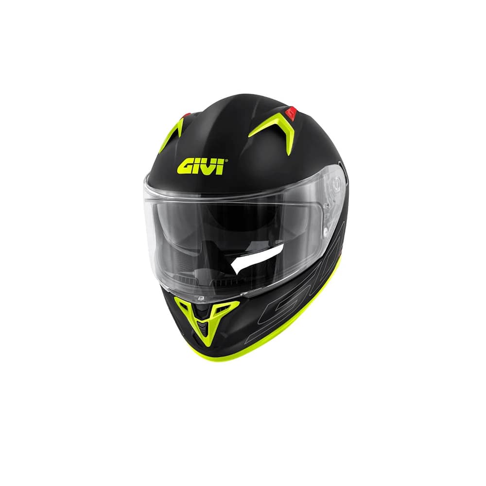 GIVI 50.9 Atomic Moto Deportivo Integral Casco Negro Plata Amarillo (BCYL)