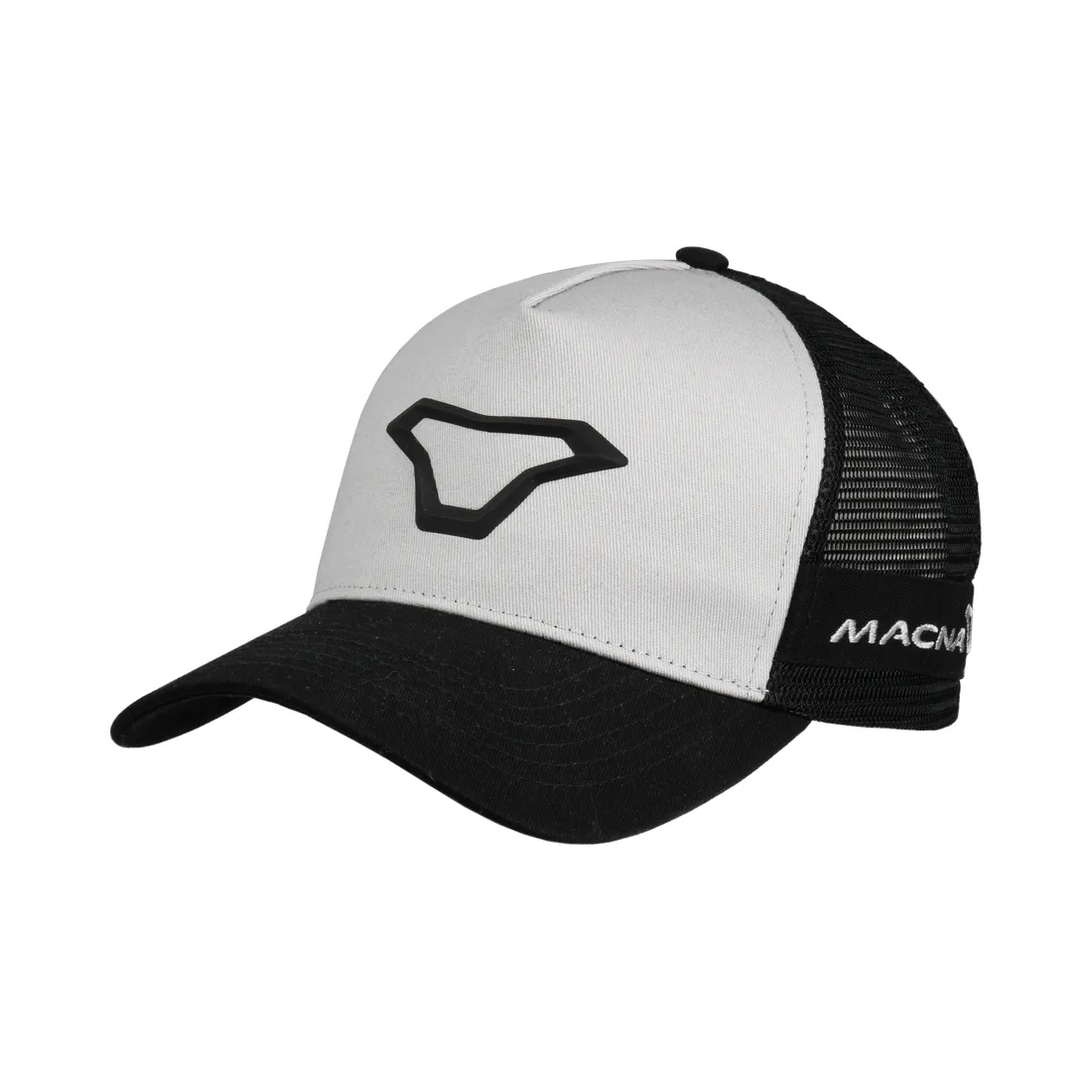 Gorra Trucker MACNA Logotipo 3D Negra Gris Claro