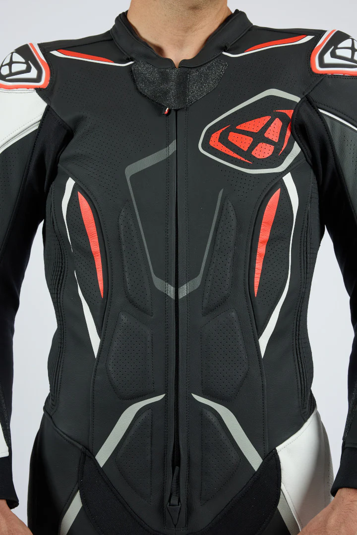 IXON DEMONIO 1 PIEZA HOMBRE MOTO TRAJE DE CUERO NEGRO BLANCO ROJO - Image 6