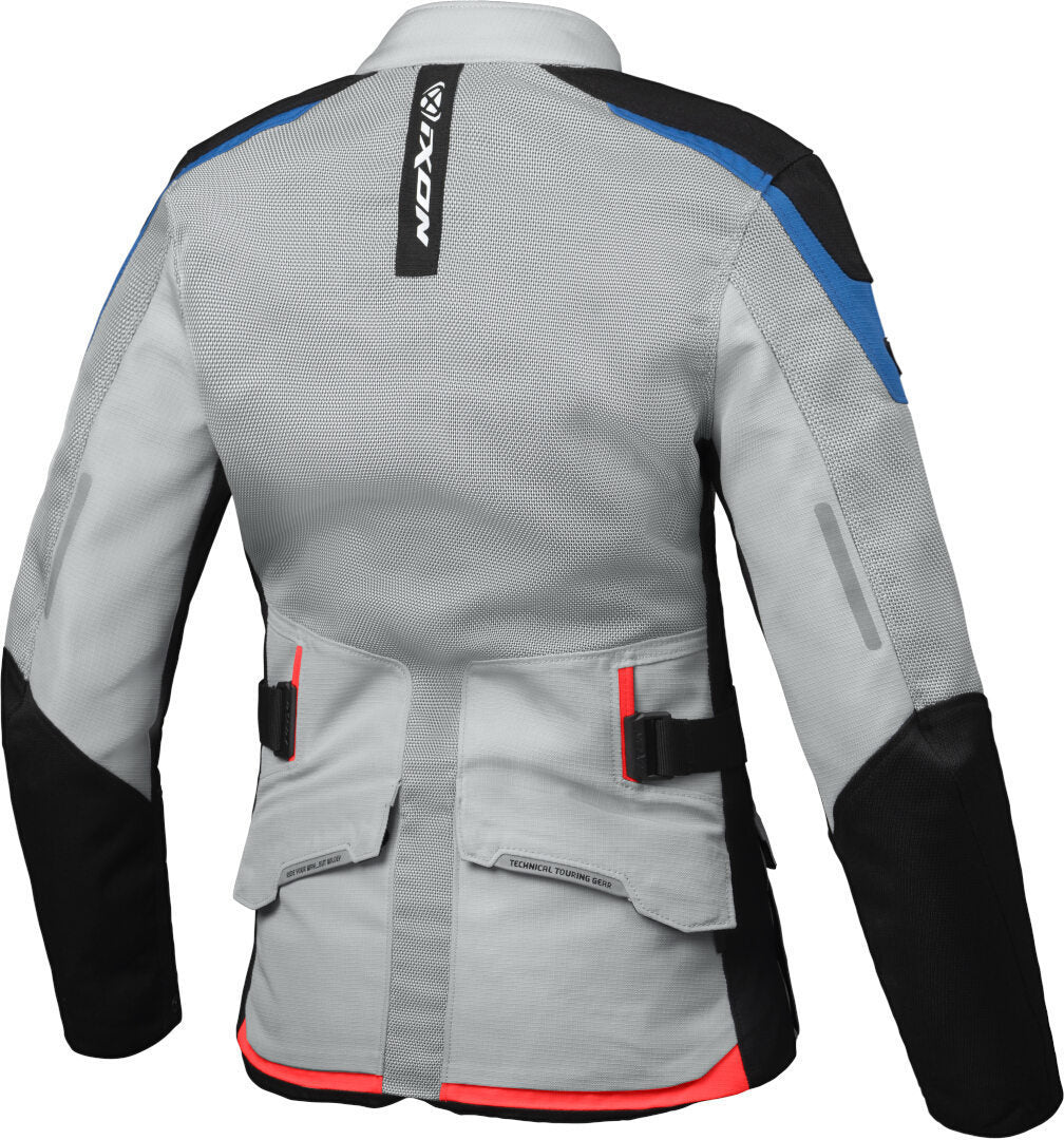 IXON M-NJORD Mujer Textil Chaqueta Gris Claro Azul Rojo Brillante - Image 2