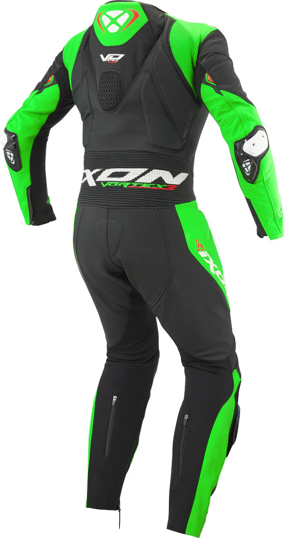 IXON VORTEX 3 HOMBRE 1 PIEZA MOTO CARRERAS TRAJE DE CUERO NEGRO VERDE - Image 2