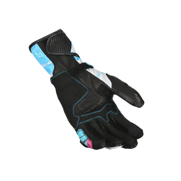 MACNA KROWN Señoras Moto Cuero Guantes Negro Gris Claro Azul - Image 2