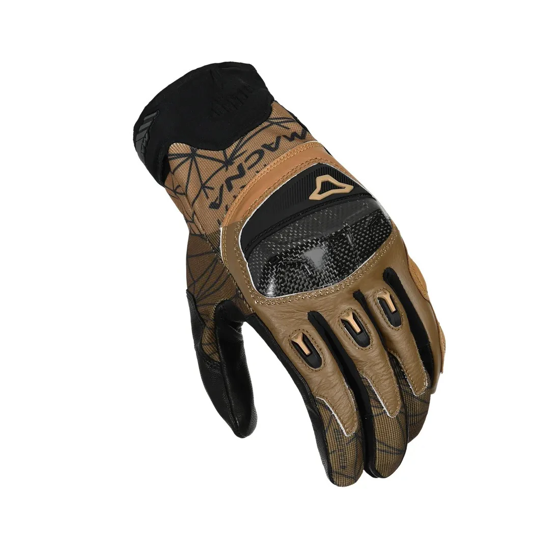 MACNA ROCCO HOMBRES GUANTES MOTO PUNTA TÁCTIL NEGRO MARRÓN PLATA