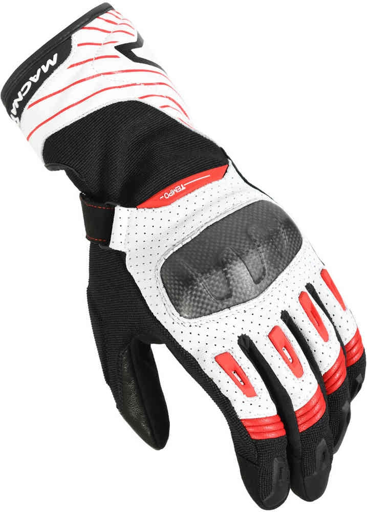 MACNA TEMPO HOMBRES GUANTES MOTO PERFORADO NEGRO BLANCO ROJO - Image 2