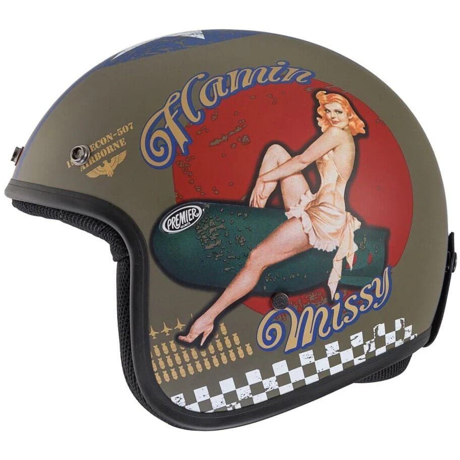 PREMIER CLASSIC PIN UP MILY BM Motocicleta Abierto Casco - Image 2