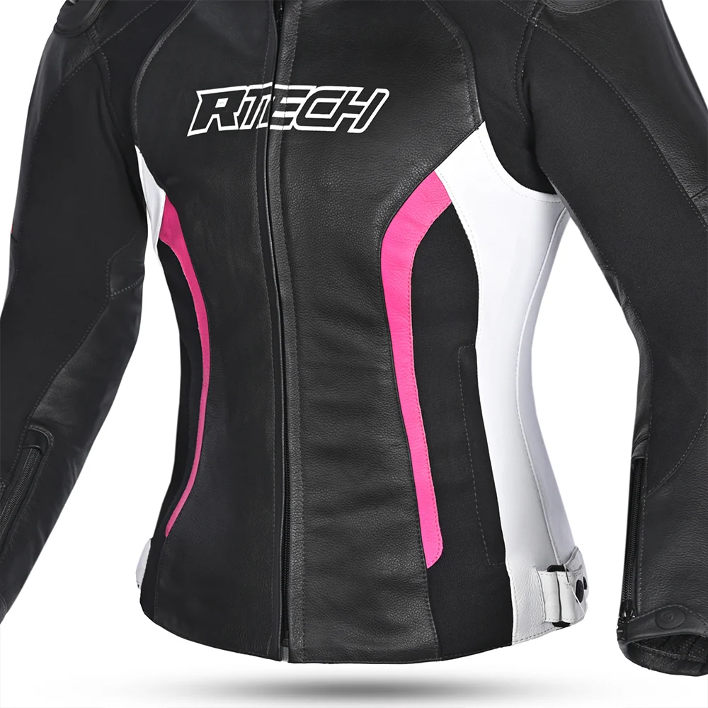 R-TECH - Chaqueta Piel Tom Rider Lady Negro Rosa - Image 6