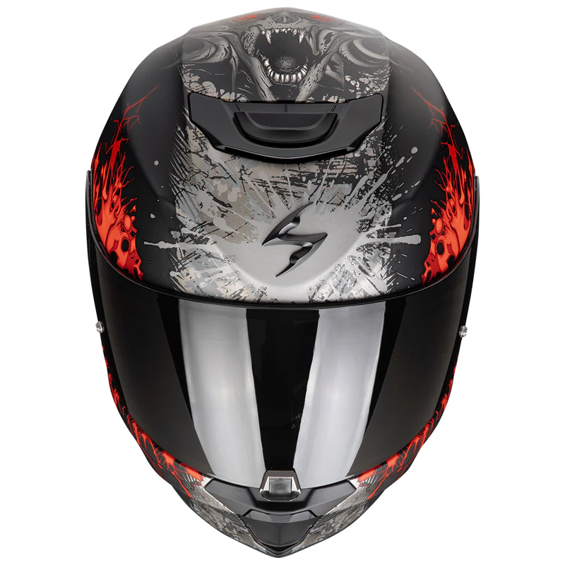SCORPION CASCOS EXO-391 WOLF NEGRO MATE PLATA ROJO - Image 2