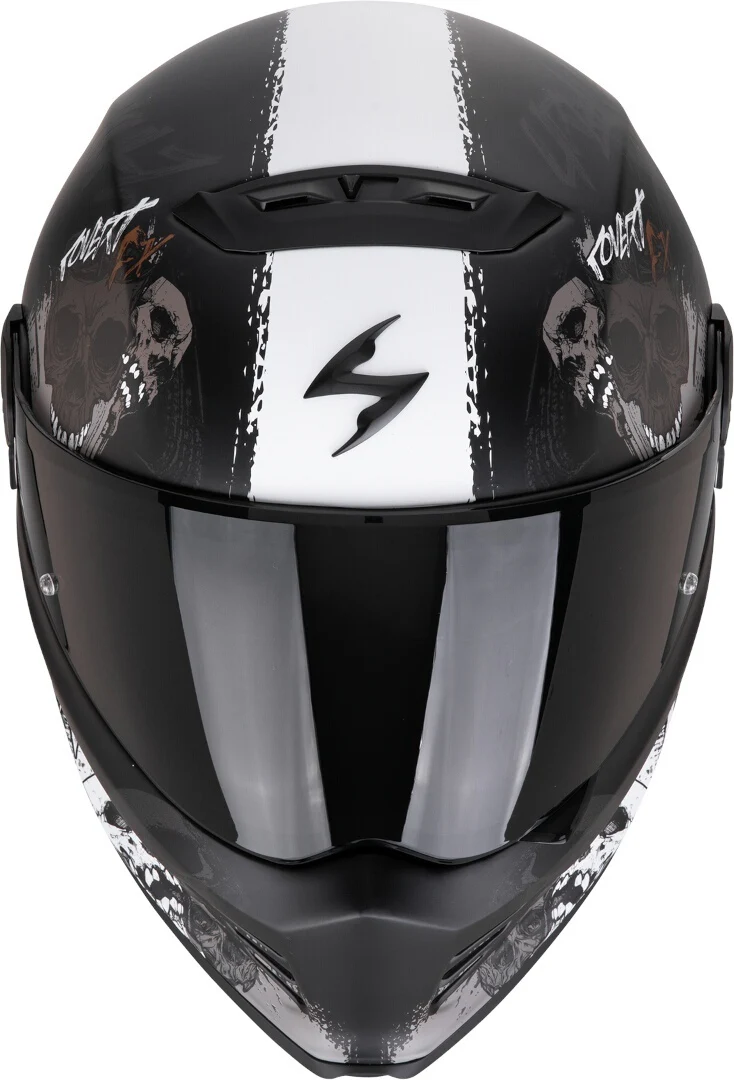 SCORPION CASCOS INTEGRALES COVERT FX SKULLZ NEGRO MATE GRIS ORO - Image 2
