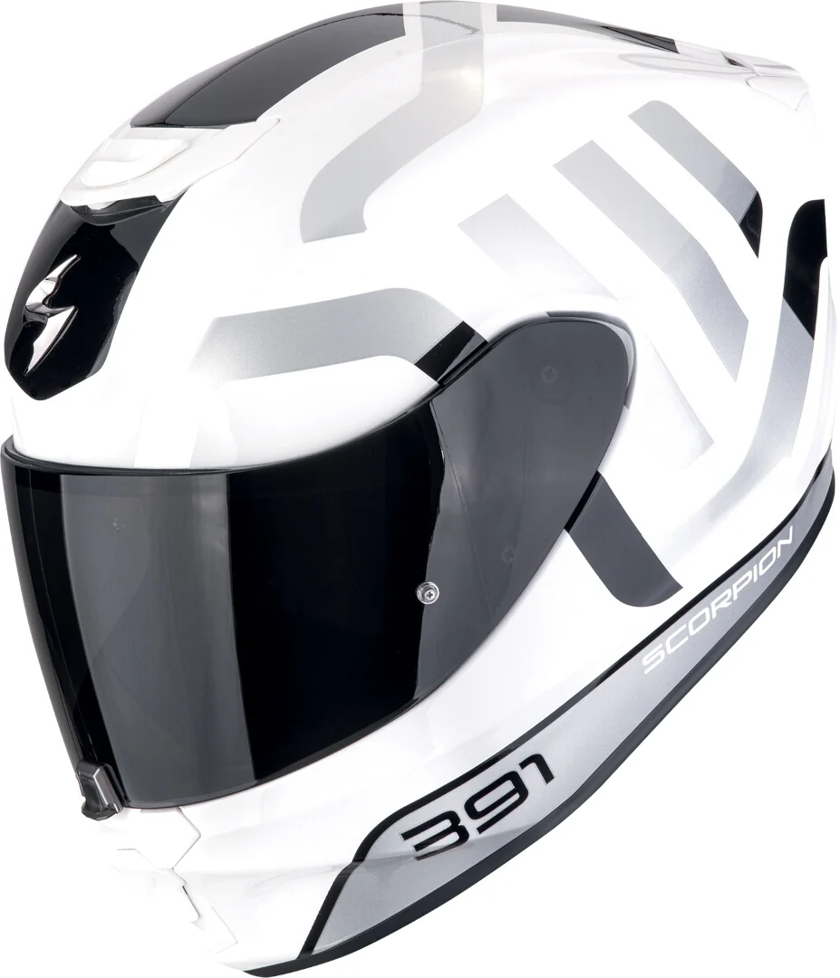 SCORPION CASCOS INTEGRALES EXO-391 AROK BLANCO NEGRO PLATA