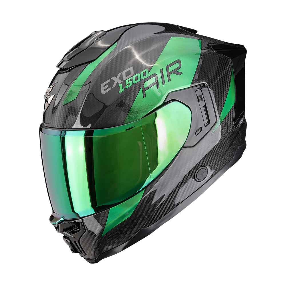 SCORPION EXO-1500 CARBON AIR PLATED CASCO DE MOTO NEGRO VERDE