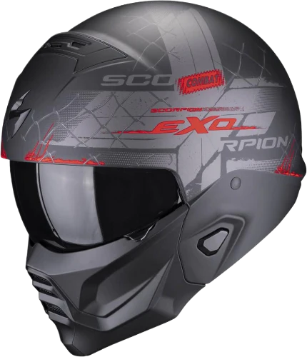 SCORPION  - EXO-COMBAT II XENON Negro mate-Rojo