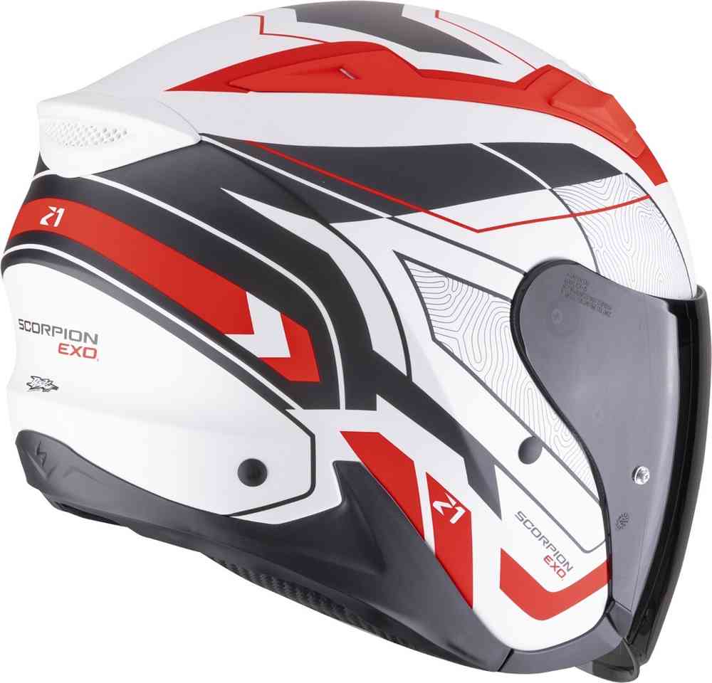 SCORPION EXO-Z1 VUE Moto Urbano Jet Casco Blanco Mate Rojo Negro - Image 2