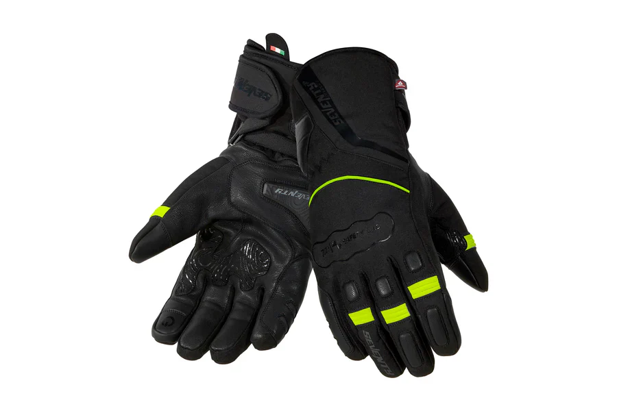 SEVENTY SD-T7 GOBI Guantes De Motociclismo De Invierno Para Hombre Negro/Amarillo Fluor