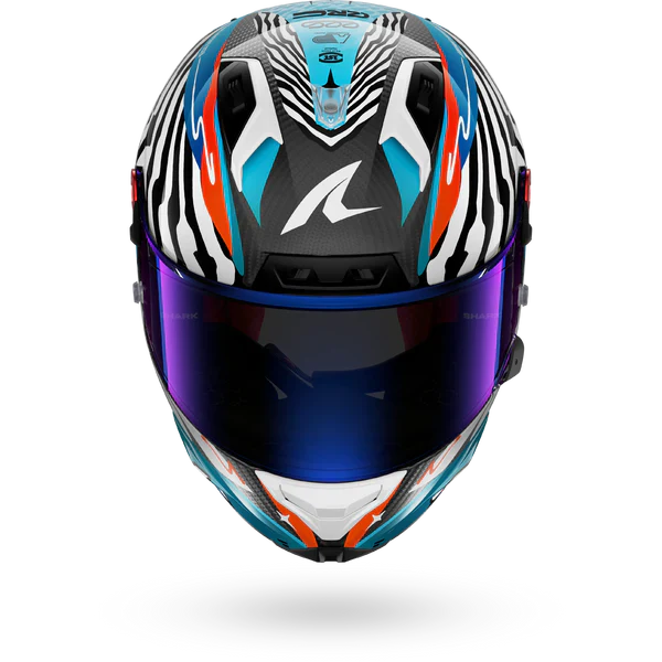 SHARK AERON-GP FIM RACING #2 SPEED-FANCY Carbon Blanco Azul Casco De Moto - Image 3