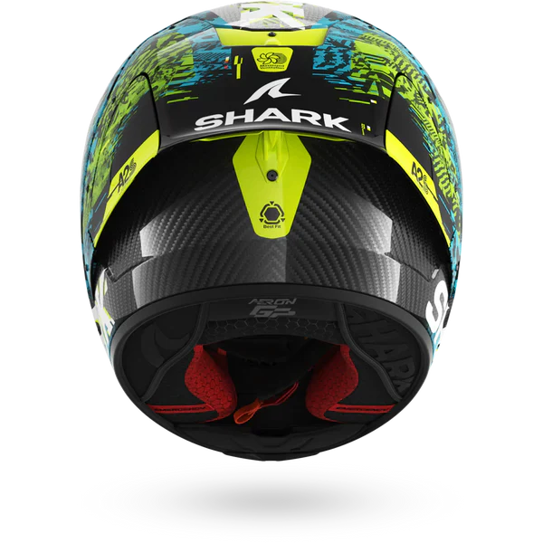SHARK AERON-GP FIM RACING #2 SPEED-VIB Carbon Azul Green Casco De Moto - Image 5