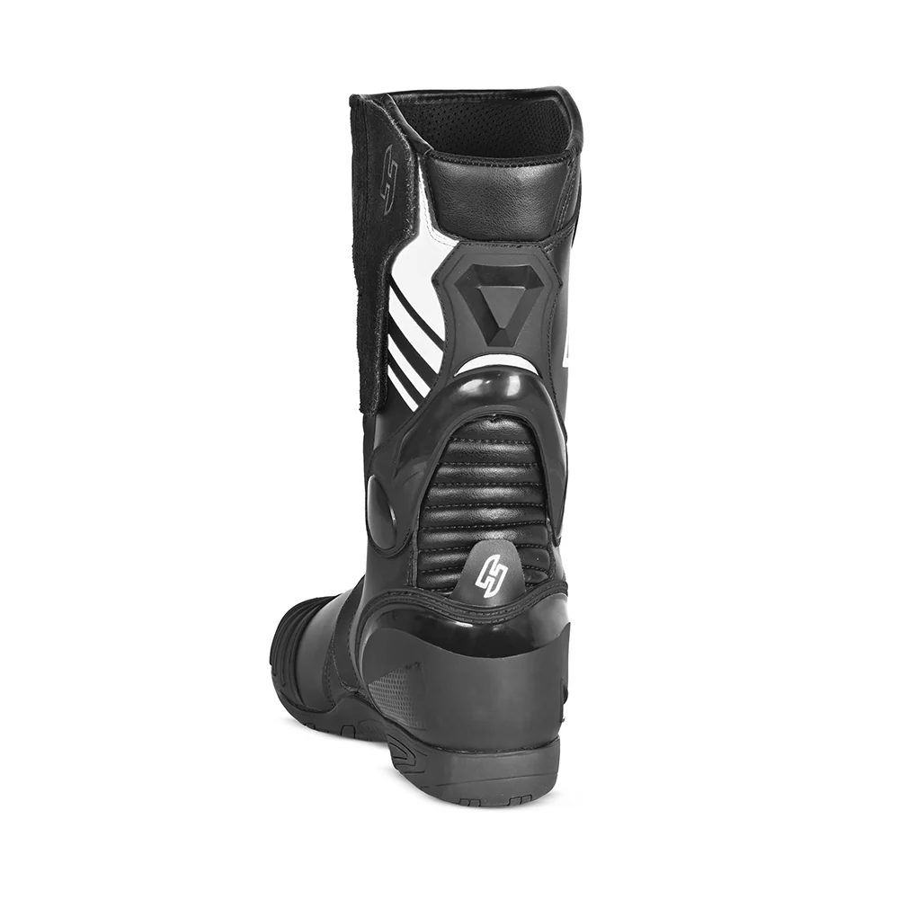 SHUA SUPER TECH BOTAS DE MOTO PIEL NEGRO BLANCO - Image 2